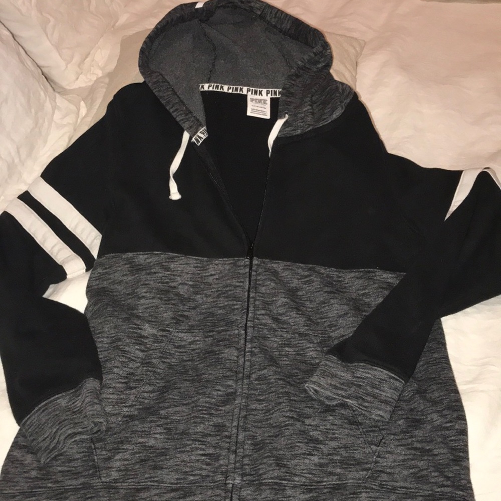 Black and white zip hoodie, Victoria’s Secret-PINK